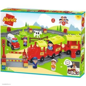 Железная дорога Abrick с 3 фигурками поездом и машинко Ecoiffier ECO3067