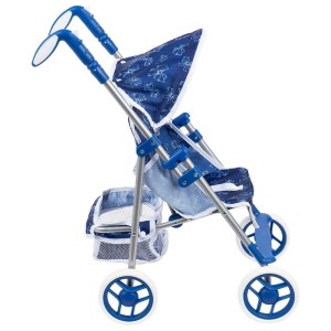 Т57324 1Toy Коляска прогулочная для кукол с козырьком и корзиной черно-розовая 53*34*68 см