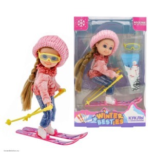 Шарнирная кукла Фиби 15 см на лыжах, Funky toys "Winter Besties", FT201420659-3