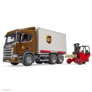 Грузовик Scania служба доставки с погрузчиком и паллетами