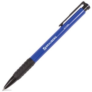 Комплект 3 Ручки шариковых автоматических с грипом BRAUBERG Explorer СИНЯЯ 140581кт3