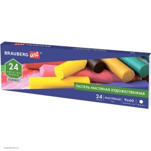 Пастель масляная художественная BRAUBERG ART CLASSIC 24 цвета круглое сечение 181448