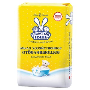 Мыло хозяйственное 180 г УШАСТЫЙ НЯНЬ с отбеливающим эффектом - 4 штуки в уп. 600890КТ