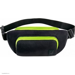 Сумка на пояс BRAUBERG RIO черная салатовые детали.