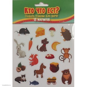 Игровой набор магнитиков«Кто что ест?» 18 шт, с магнитным полем, Funky toys FT3112