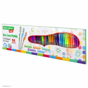 Ручки гелевые с грипом НАБОР 50 ЦВЕТОВ линия письма 0 5 мм BRAUBERG KIDS 143822