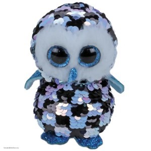Мягкая игрушка сова двухцветная с пайетками 15 см TY 36348