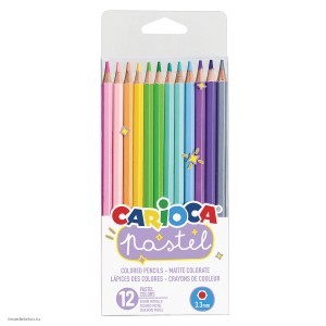 Карандаши цветные пастельные CARIOCA Pastel 12 цветов шестигранные заточенные ПВХ чехол 43034