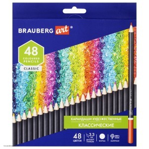 Карандаши художественные цветные BRAUBERG ART CLASSIC 48 цветов МЯГКИЙ грифель 3 3 мм 181539