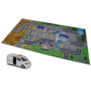Игровой коврик Creatix Construction нескользящий с машинкой Majorette 2056412