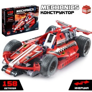 Конструктор с инерционным механизмом Спорткар, 158 деталей UNICON 9321795