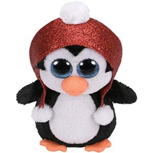 Мягкая игрушка TY Beanie Boos Пингвин GALE в блестящей новогодней шапочке 15 см 36681