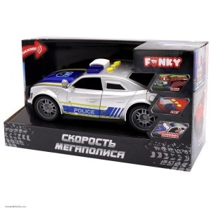 Фрикционная полицейская машина Funky Toys Скорость мегаполиса, со светом и звуком, открывающиеся двери, 25 см