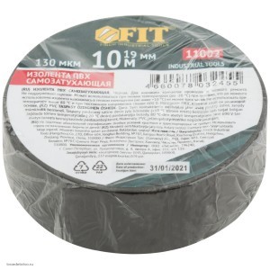 Изолента ПВХ самозатухающая черная FIT IT 11002