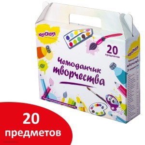 Набор для творчества в подарочной коробке ЮНЛАНДИЯ ЧЕМОДАНЧИК ТВОРЧЕСТВА 20 предметов 880124