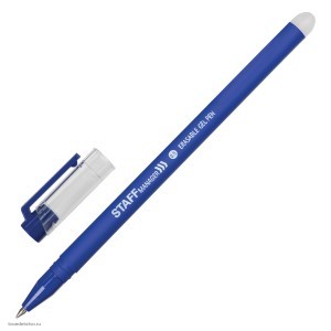 Ручка стираемая гелевая STAFF ERASE СИНЯЯ прорезиненный корпус узел 0 5 мм линия письма 0 35 мм 143656