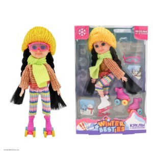 Шарнирная кукла Никки 15 см на коньках, Funky toys "Winter Besties" , FT201420659-2