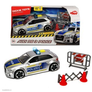 Полицейская машинка Audi RS3 фрикционная  15 см свет звук акс. Dickie Toys 3713011