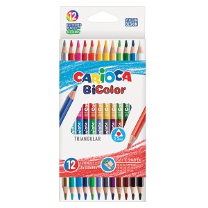 Карандаши двусторонние CARIOCA Bi-color 12 штук 24 цвета трехгранные заточенные 42991