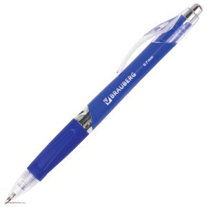 Ручка шариковая автоматическая BRAUBERG Cobalt СИНЯЯ корпус синий 141068