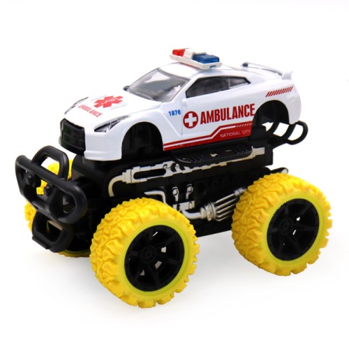 Инерционная машинка скорой помощи die-cast с желтыми колесами и краш-эффектом 15 5 см