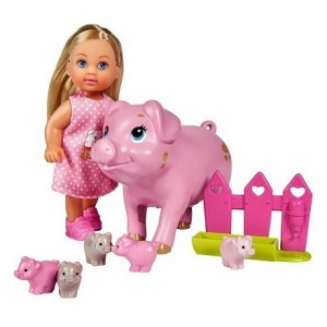 Кукла Еви со свинкой и поросятами