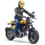 Мотоцикл жёлтый Scrambler Ducati с мотоциклистом Bruder 63-053