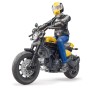 Мотоцикл жёлтый Scrambler Ducati с мотоциклистом Bruder 63-053