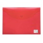 Папка-конверт с кнопкой BRAUBERG А4 до 100 листов прозрачная красная 0 15 мм 221636