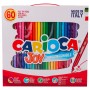 Фломастеры CARIOCA Италия Joy 60 шт. 30 цветов суперсмываемые картонная коробка с ручкой 41015
