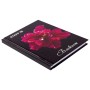 Блокнот МАЛЫЙ ФОРМАТ 110х147 мм А6 80 л. твердый переплет ламинированная обложка клетка STAFF Красный цветок на черном 127212
