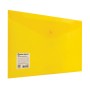 Папка-конверт с кнопкой BRAUBERG А4 до 100 л. прозрачная желтая СВЕРХПРОЧНАЯ 0 18 мм 270472