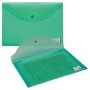 Папка-конверт с кнопкой BRAUBERG А4 до 100 листов прозрачная зеленая 0 15 мм 221635