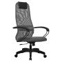 Кресло офисное МЕТТА SU-B-8 пластик ткань-сетка сиденье мягкое светло-серое