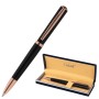 Ручка подарочная шариковая GALANT PUNCTUM BLACK корпус черный детали розовое золото узел 0 7 мм синяя 143514