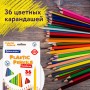 Карандаши цветные BRAUBERG PREMIUM 36 цветов пластиковые трехгранные грифель мягкий 3 мм 181664