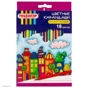 Карандаши цветные ПИФАГОР СКАЗОЧНЫЙ ГОРОД 18 цветов