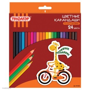 Карандаши цветные ПИФАГОР ЖИРАФ 24 цвета Карандаши цветные ПИФАГОР ЖИРАФ 24 цвета