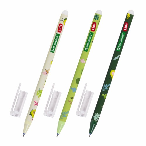 Ручки стираемые гелевые BRAUBERG KIDS AVOCADO СИНИЕ КОМПЛЕКТ 12 ШТУК