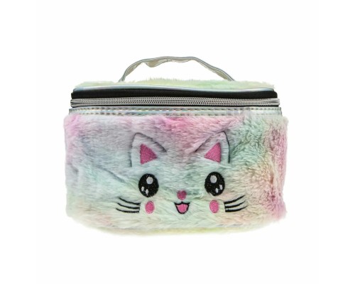 Lukky косметичка-чемоданчик плюш. "Кошка",розовая,20х13х12 см,пакет,бирка