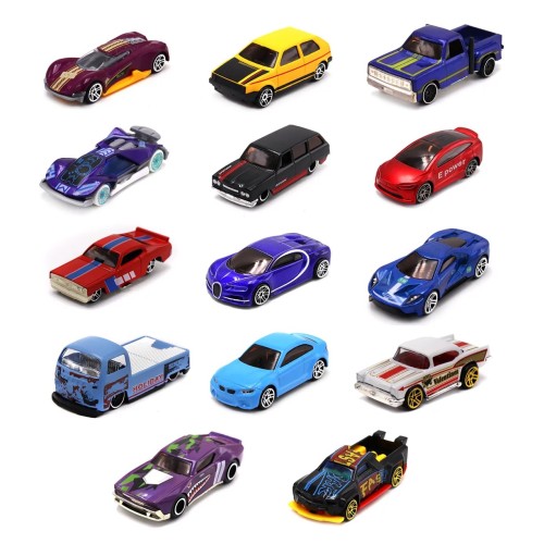 Машинки die-cast фиолетовая желтое дно масштаб 1:64