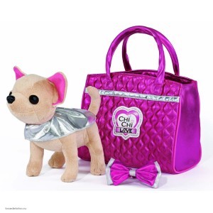 Плюшевая собачка в сумочке Chi-Chi love Гламур с розовой сумочкой и бантом Плюшевая собачка в сумочке Chi-Chi love Гламур с розовой сумочкой и бантом