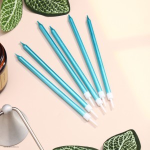 Свечи в торт Ройс 6 шт небесно-голубой металлик 13 см Свечи в торт Ройс 6 шт небесно-голубой металлик 13 см