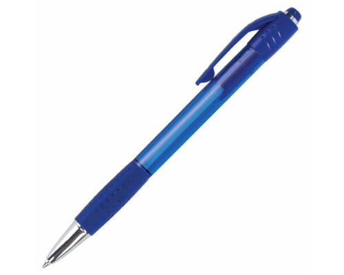 Ручка шариковая автоматическая с грипом BRAUBERG SUPER, СИНЯЯ, корпус синий, узел 0,7 мм, линия письма 0,35 мм, 143374
