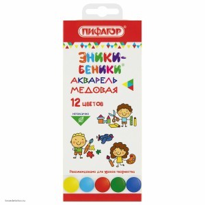 Краски акварельные медовые ПИФАГОР ЭНИКИ-БЕНИКИ NEW 12 цветов Краски акварельные медовые ПИФАГОР ЭНИКИ-БЕНИКИ NEW 12 цветов
