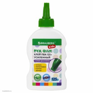 Клей ПВА усиленный BRAUBERG KIDS с супер-дозатором 125 г