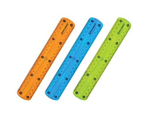 210674-4 Линейка 20 см гибкая BRAUBERG "FLEX", пластиковая - зелёная