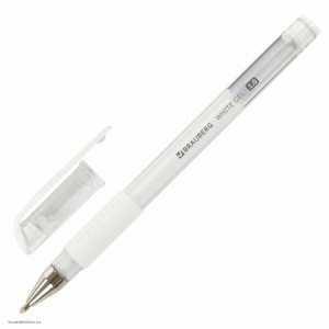 Ручка гелевая с грипом BRAUBERG White БЕЛАЯ набор 3шт