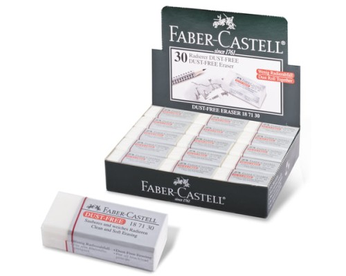 Ластик FABER-CASTELL "Dust Free", 41х18,5х11,5 мм, белый, прямоугольный, 187130