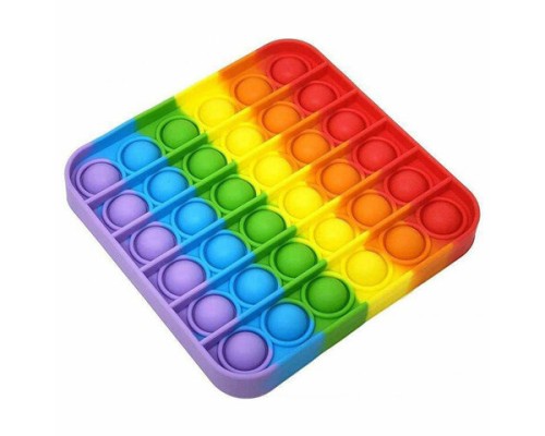 Игрушка-антистресс вечная пупырка, квадрат 12х12х1,5см, радужный
